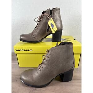 FLY London Inet Lace up‎ Bootie Ankle Boots Janeda Gray Side Zipper Sz 36 New
